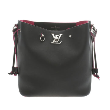 LOUIS VUITTON Lock Me Bucket Noir/Hot Pink M54677 Women's Leather Shoulder Bag