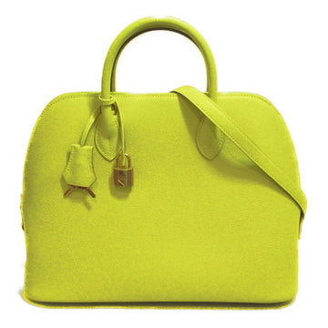 HERMES Bolide1923-30 handbag Yellow Lime leather