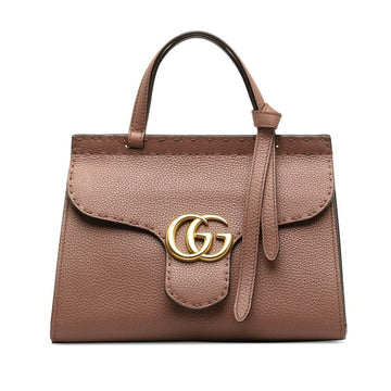 GUCCI GG Marmont Bag Handbag 442622 Pink Beige Leather Women's