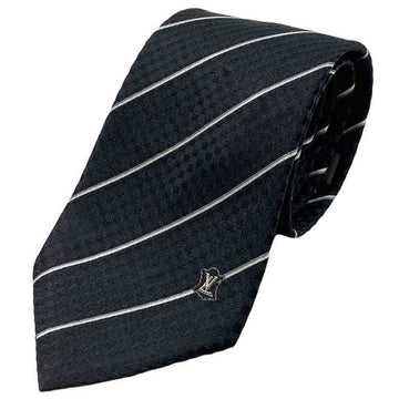 LOUIS VUITTON tie Cravat ec black Damier ec-20123 100% silk IS0195  striped men's