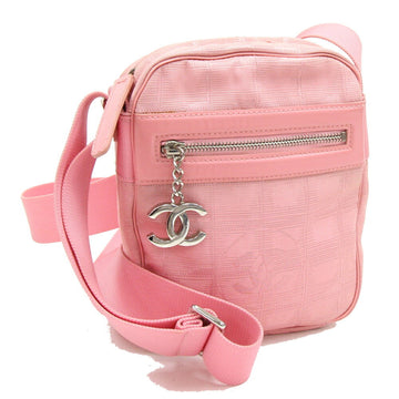 CHANEL Shoulder Bag New Travel Line A30913 Pink Nylon Leather Pochette Coco Mark Women's