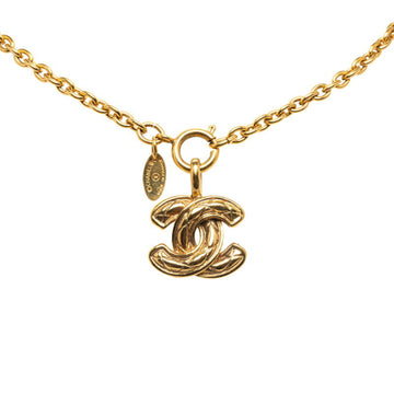 CHANEL Coco Mark Matelasse Necklace Gold Plated Women's