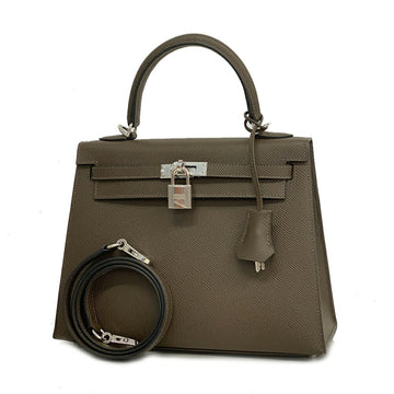 HERMES Handbag Kelly 25 B Engraved Vaux Epson Ecorse Ladies