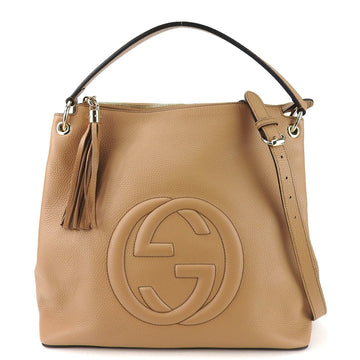GUCCI Shoulder Bag 536194 Interlocking Beige Handbag Women's
