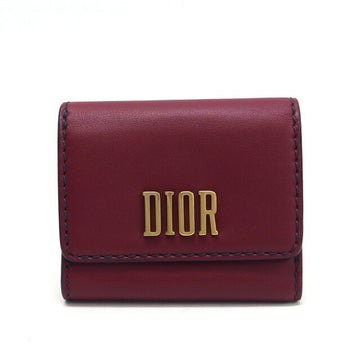 CHRISTIAN DIOR Tri-fold Compact Wallet Bordeaux [Deep Red]