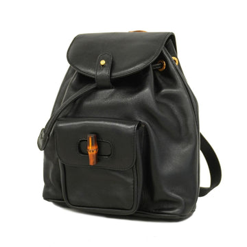 GUCCI Backpack Bamboo 003 2034 0030 Leather Black Women's
