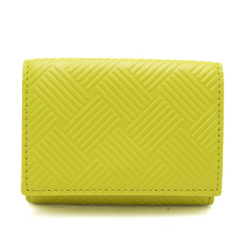 BOTTEGA VENETA Debossed Intrecciato Women's Leather Wallet [tri-fold] Yellow