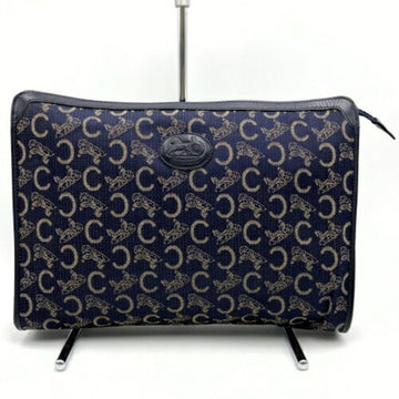 CELINE M02 Clutch Bag Second Navy Dark Blue Canvas Leather C Saluki Carriage Pattern Ladies ITV3MGEVF21H