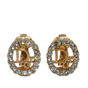 CHRISTIAN DIOR Dior Rhinestone Earrings Gold Plated Women's