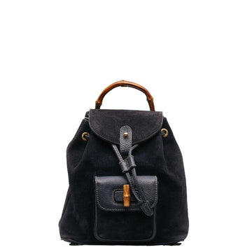 GUCCI Bamboo Rucksack Backpack 003 2852 Navy Suede Leather Women's