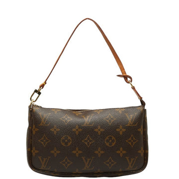 LOUIS VUITTON Monogram Pochette Accessory Handbag Pouch M51980 Brown PVC Leather Women's