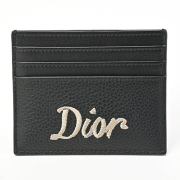 CHRISTIAN DIOR Dior Card Holder Case 2ESCH135RIB Leather Black S-155273