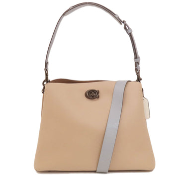 COACH C2590 Color Block Handbag Leather Women's