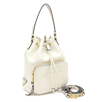 PRADA handbag 1BH038 off-white leather shoulder bag ladies
