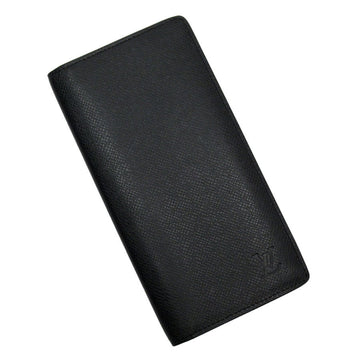 LOUIS VUITTON Bi-fold long wallet Taiga Portefeuille Brazza Black Men's w0158g
