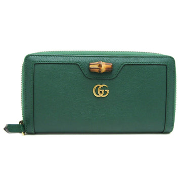 GUCCI Bamboo 658634 Women's Leather Long Wallet [bi-fold] Green