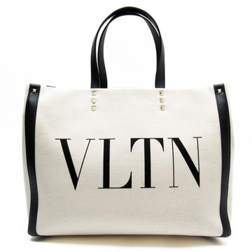 VALENTINO GARAVANI Garavani Handbag Tote Bag VLTN Canvas/Leather Natural/Black Unisex w0150a