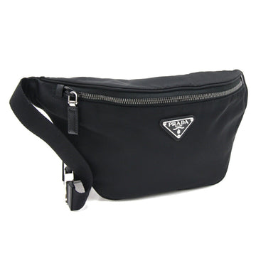 PRADA Body Bag 2VL033 Black Nylon Leather Waist Belt Pouch Women Men