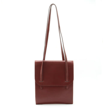 HERMES Tote Bag Shoulder Leather Bordeaux Red ○I Stamp