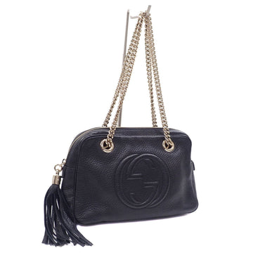 GUCCI Chain Shoulder Bag Soho Women's Black Leather 308983 A210874