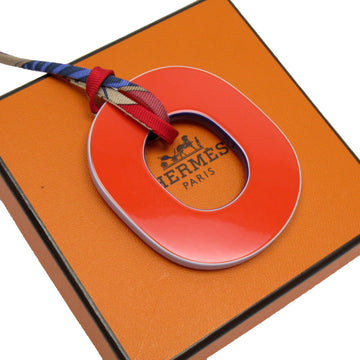 HERMES Necklace Lacquer Wood Silk Orange Multicolor Women's w0336i