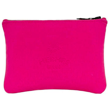 HERMES Pouch Neoban Truss Flat MM Pink f-20047 Cat  Leopard Clutch Bag