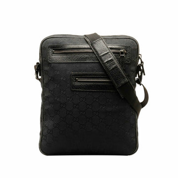 GUCCI GG Canvas Shoulder Bag 92551 Black Leather Women's