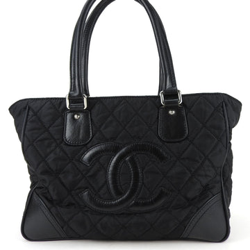 CHANEL Tote Bag Paris New York Nylon Leather Black Large Coco Mark 1 Quilted Women's