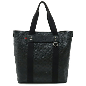 GUCCIssima Shelly Parana Web Loop Tote Bag Large Shoulder Rubber Coated Leather Black 268175