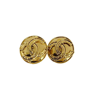 CHANEL 94P engraved Coco mark metal earrings for women 47078