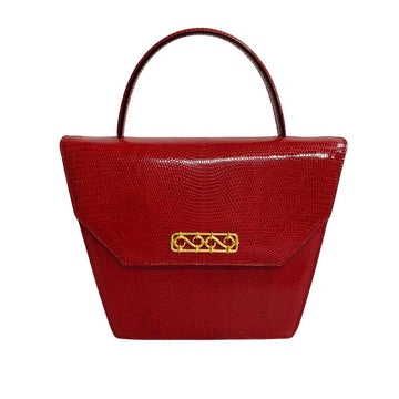 CELINE Metal fittings embossed leather handbag tote bag red 26355