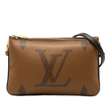 LOUIS VUITTON Monogram Giant Reverse Pochette Double Zip Shoulder Bag M69203 Brown PVC Leather Women's
