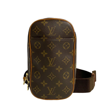 LOUIS VUITTON Pochette Ganju Monogram Leather Body Bag Shoulder Brown 90298