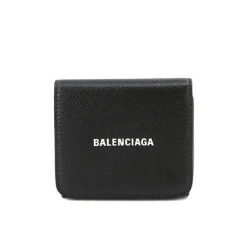 BALENCIAGA Cash Wallet Tri-fold Leather Black White 593308 Mini