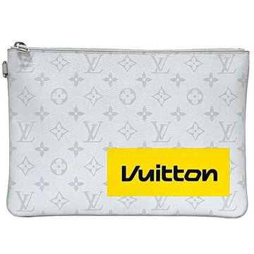 LOUIS VUITTON Clutch Bag Zipped Pouch GM White Gray Monogram M68310 Handbag Canvas RA1199  Women's Men's