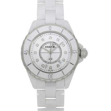 CHANEL J12 White Ceramic 33MM x 12P Diamond H1628 Ladies Watch