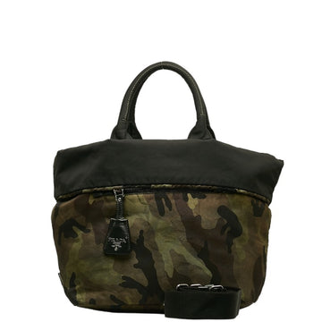 PRADA camouflage reversible shoulder bag handbag khaki multicolor nylon ladies
