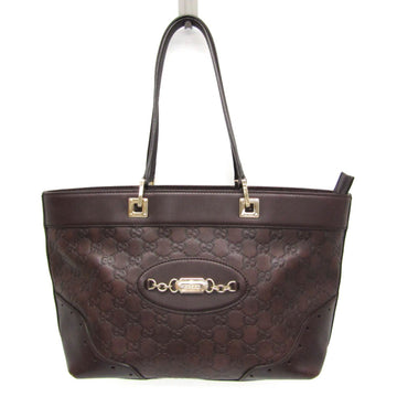 GUCCIssima 145993 Women's Leather Tote Bag Dark Brown