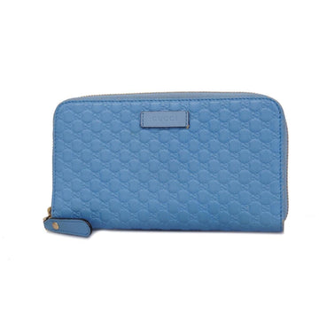 GUCCI Long Wallet Micro ssima 449391 Leather Light Blue Women's