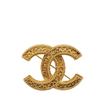CHANEL Coco Mark Brooch Gold Plated Women's