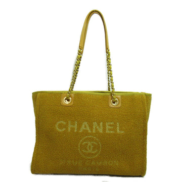 CHANEL Deauville Line Tote BagMM Yellow mustard Velor