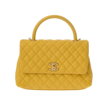 CHANEL Matelasse 29 Yellow A92991 Women's Caviar Skin Handbag