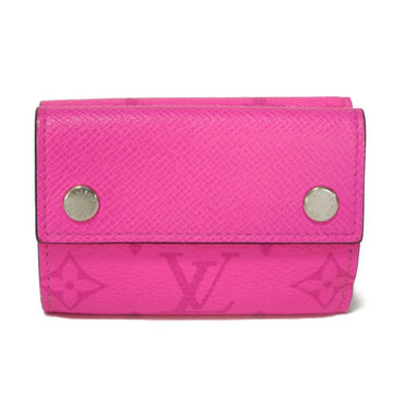 LOUIS VUITTON Tri-fold wallet Discovery Compact Wallet LV Flower Pink Taiga Rama Monogram Rose M30773 Men's Women's Billfold