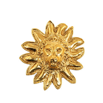 CHANEL Lion Sun Motif Brooch Gold Plated Women's