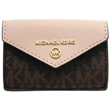 MICHAEL KORS Wallet JET SET CHARM MK Signature Trifold Flap PVC Leather Brown Pink 32T0GT9E5B2170  Compact Outlet MW-12484