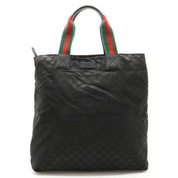 GUCCI GG Canvas Sherry Line Tote Bag Shoulder Leather Black Green Red 131233