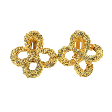 CHANEL Lava Clover Earrings Gold 93A