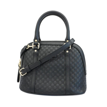 GUCCI Handbag Micro ssima 449654 Leather Black Champagne Women's