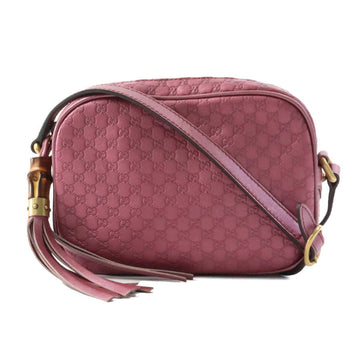 GUCCI Shoulder Bag sima Leather Metallic Pink Women's 309538