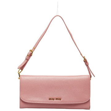 MIU MIU Miu Long Wallet Chain Shoulder Pink Leather Women's MIUMIU